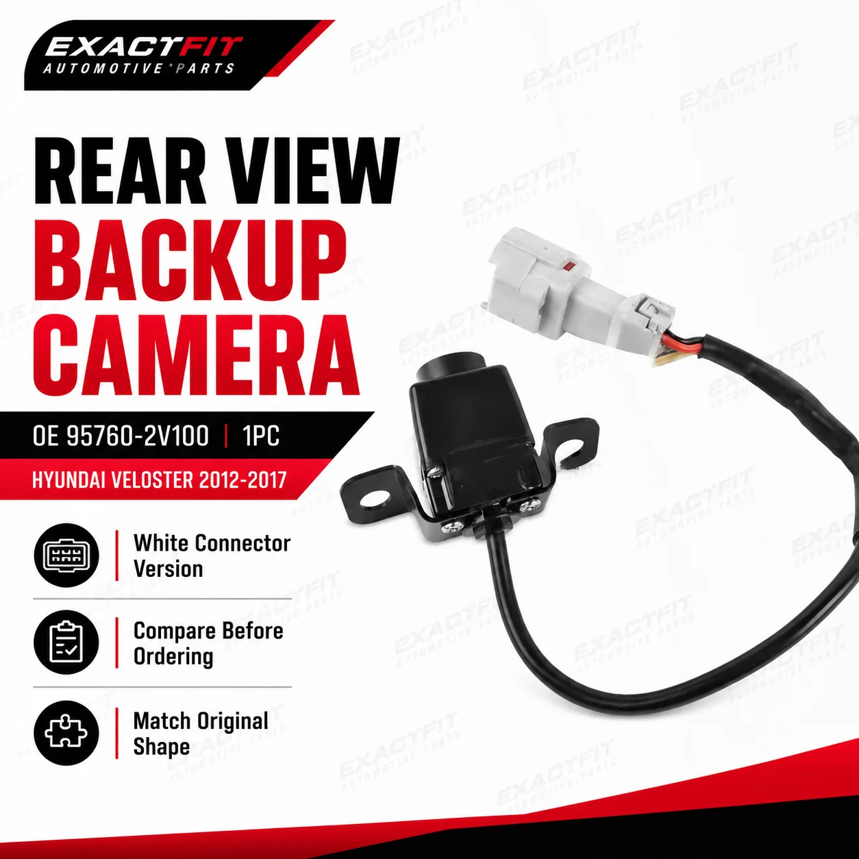 Rear View Backup Camera Assembly for Hyundai Veloster 2012-2017 Base & Turbo | OE 95760-2V100 | 1PC | White Connector Check