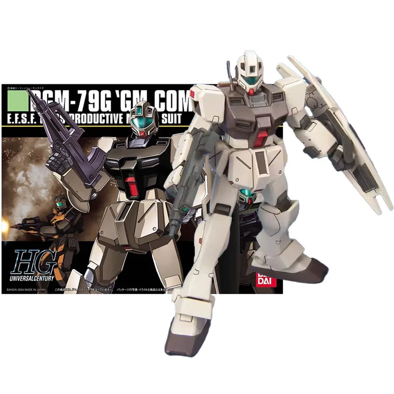 

Bandai Original HGUC 1/144 Anime RGM-79G GM Gundam Assembly Model kit Action Figure Toys For Kids Collectible Gift
