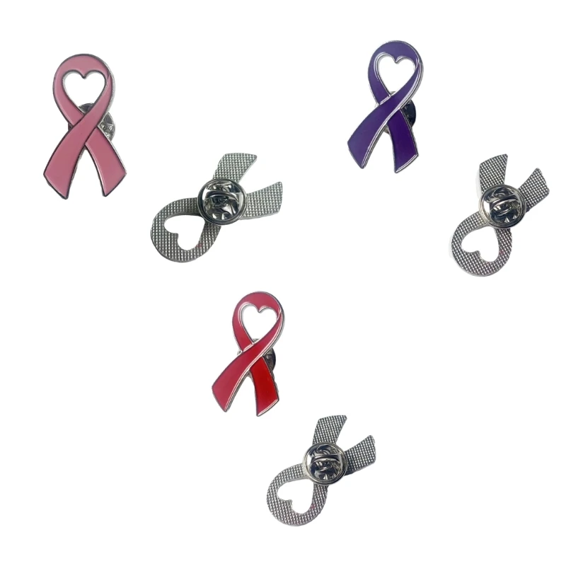 

10Pcs Breast Cancers Awareness Lapel Pins Pink Ribbon Brooch for Women Girl N7YF