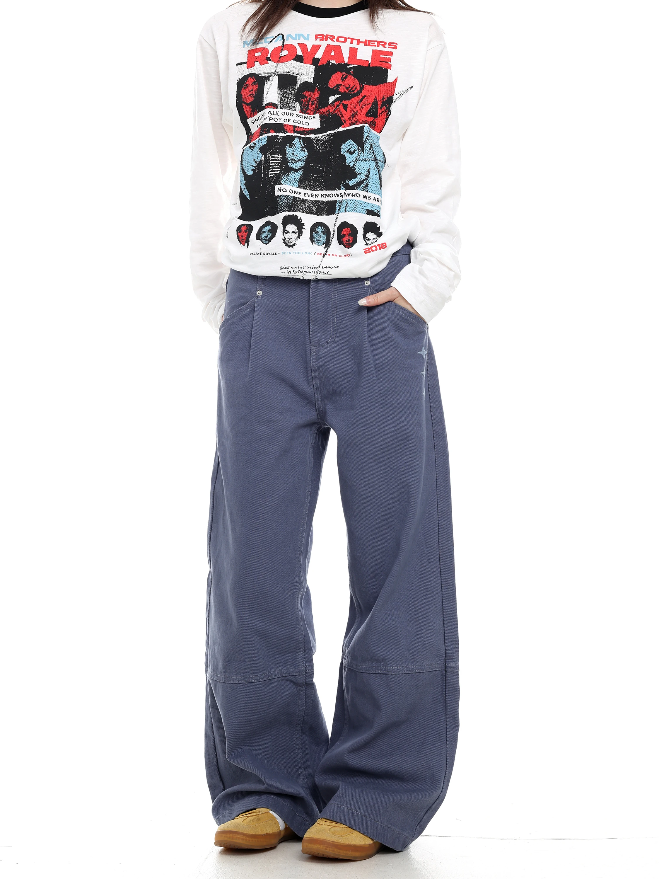 Calças Americanas Retrô Plissadas com Fenda, Estilo Workwear, Soltas e Retas, Casuais, para Homens e Mulheres, Confortáveis, ...