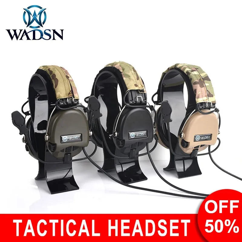 

WADSN Tactical Headphones Communication Version Shooting Headset with Camouflage Headband without Noise Reduction