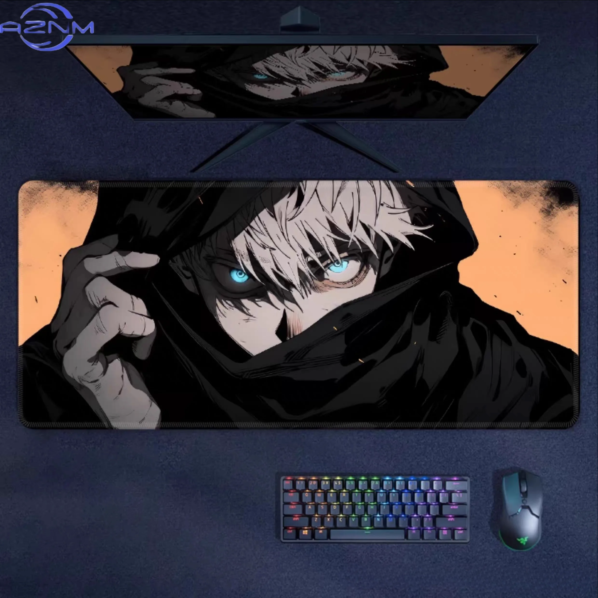 HD Image Quality Gojo Satoru E-sports Leather Mouse Pad Oversized Jujutsu Kaisen Anime Large Computer Keyboard Office Desk Mat