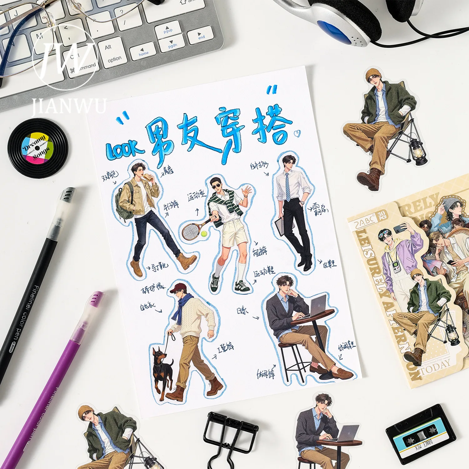 JIANWU Crowd Shadow Series Vintage Character Landscape Material Collage Scrapbooking PET Sticker Creative DIY Journal Stationery view 4