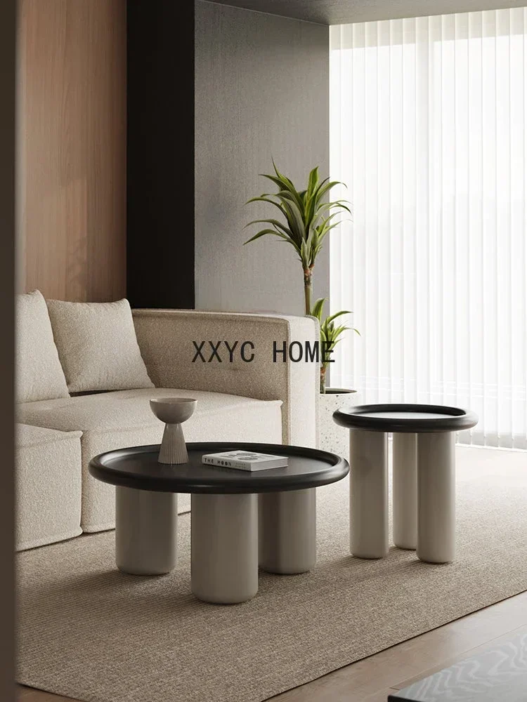 

Nordic Coffee Table Combination French Modern Minimalist Living Room Side Table Designer round Tea Table