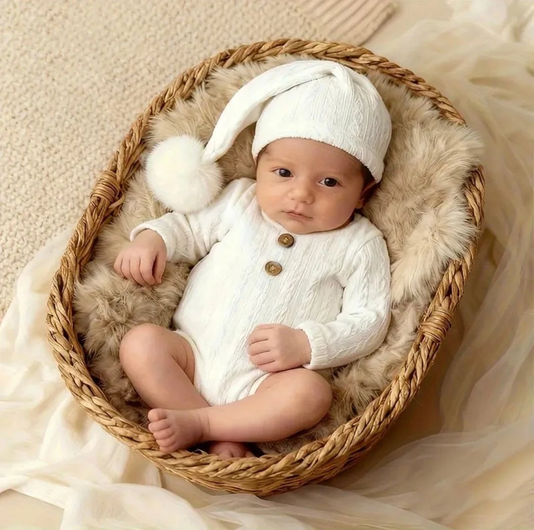 

Набор для фотосъемки из 2 предметов: мягкая, приятная к коже вязаная шапочка с длинными ушками и комбинезон-шорты на пуговицах, креативные аксессуары для студийного стайлинга