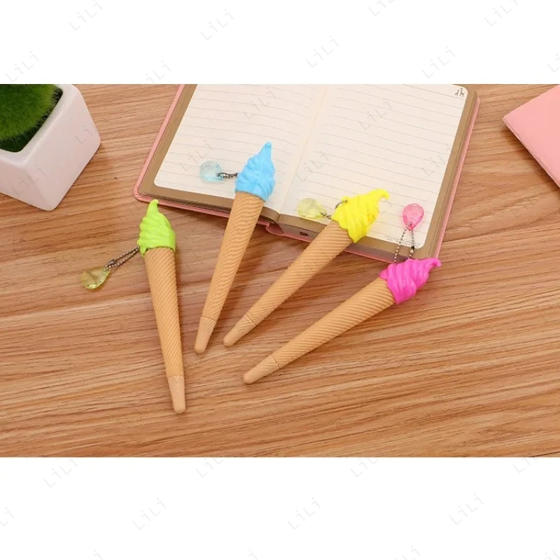 12색 아이스크림 중성펜 귀여운 펜던트 창의적인 학생 문구 사무용 검정색 서명펜 학생 어린이 선물