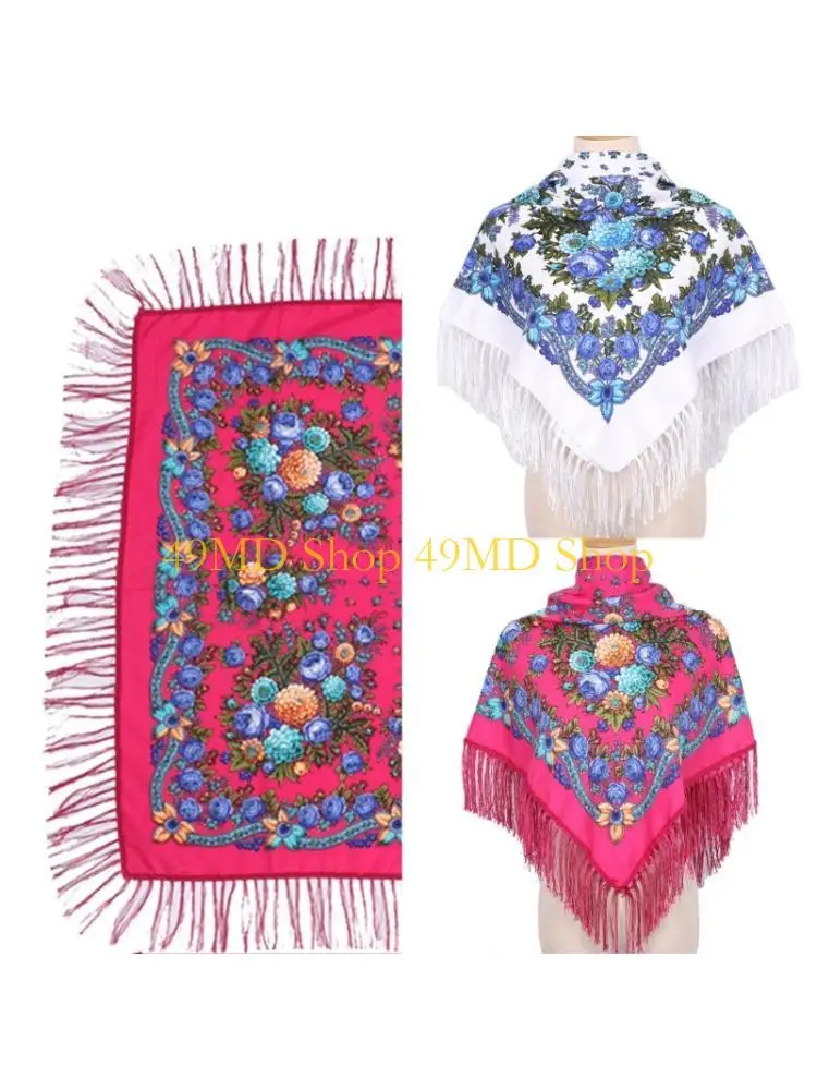 49MD Versatiles Square Scarf With Artistic Design Comfortable Polyester For Layering