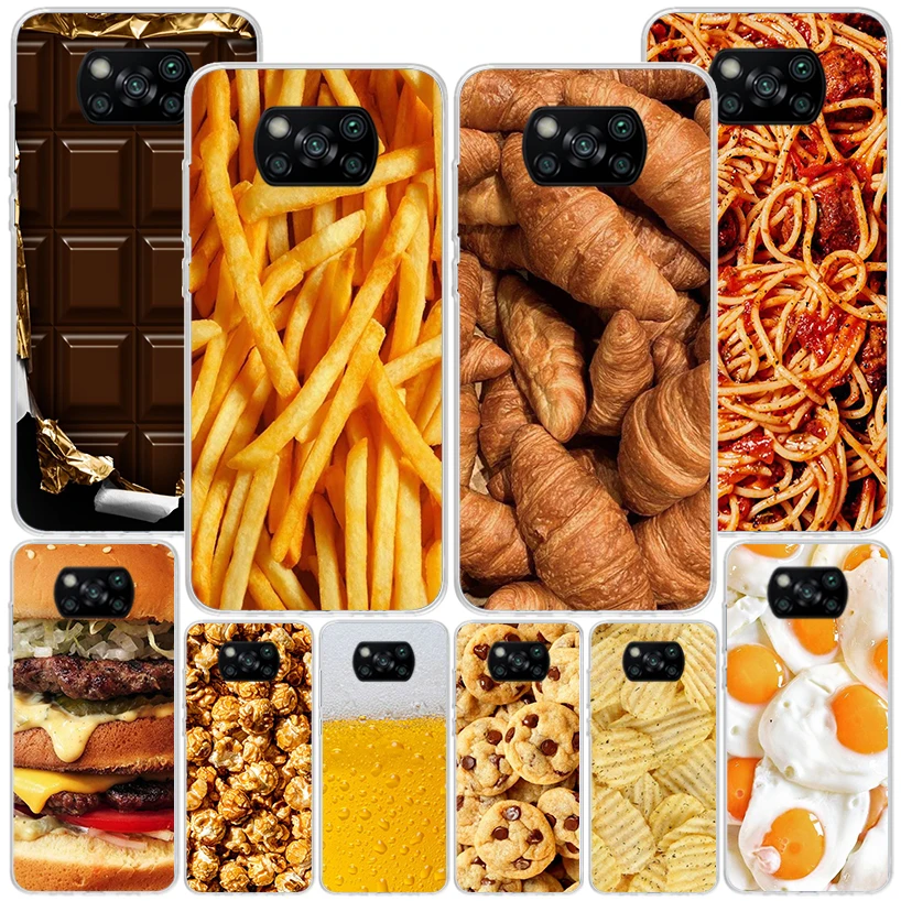 Food Fries Beer Cheese Sushi Cookie Phone Case For Xiaomi Poco X6 X5 X4 X3 Nfc F6 F5 Pro F4 Gt F3 F2 F1 M5S M4 M3 Personalized P