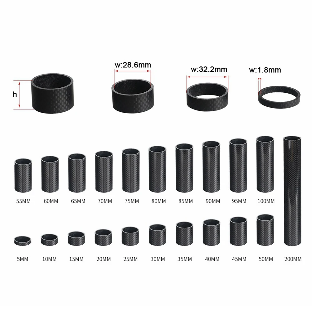 Carbon Fiber Washer 28.6mm Bike Front Forks Spacer 5mm 10mm 15mm 20mm - 100mm Bicycle Headset Washers 1-1/8 \