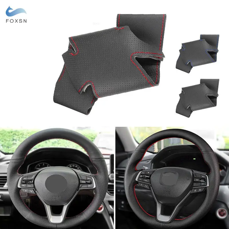 For Honda Accord 10th 2018 2019 Insight 2019 Hand-stitched Car Interior Steering Wheel Cover Perforated Leather Inner Accessory