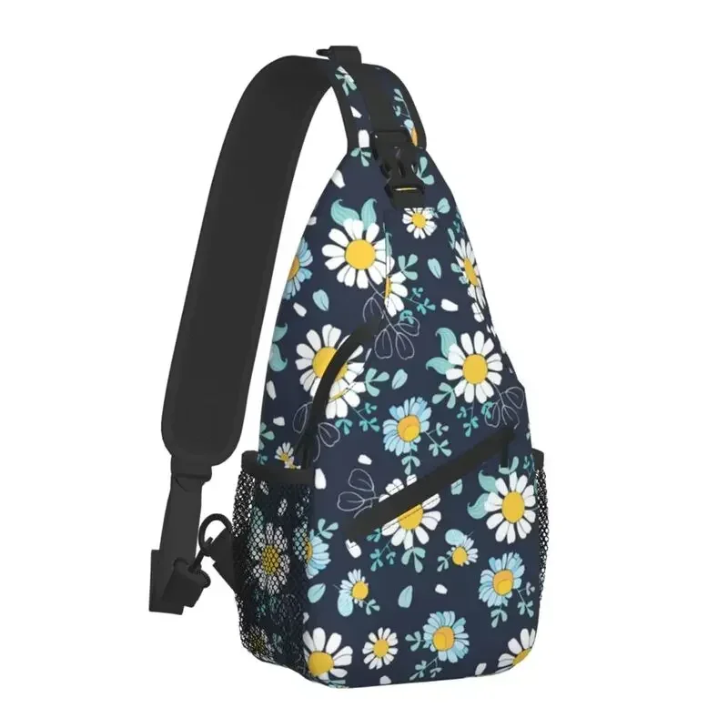 Cool Cute Daisies Ditsy Pattern Sling Bags for Cycling Camping Men's Flower Floral Chest Crossbody Backpack Shoulder Daypack