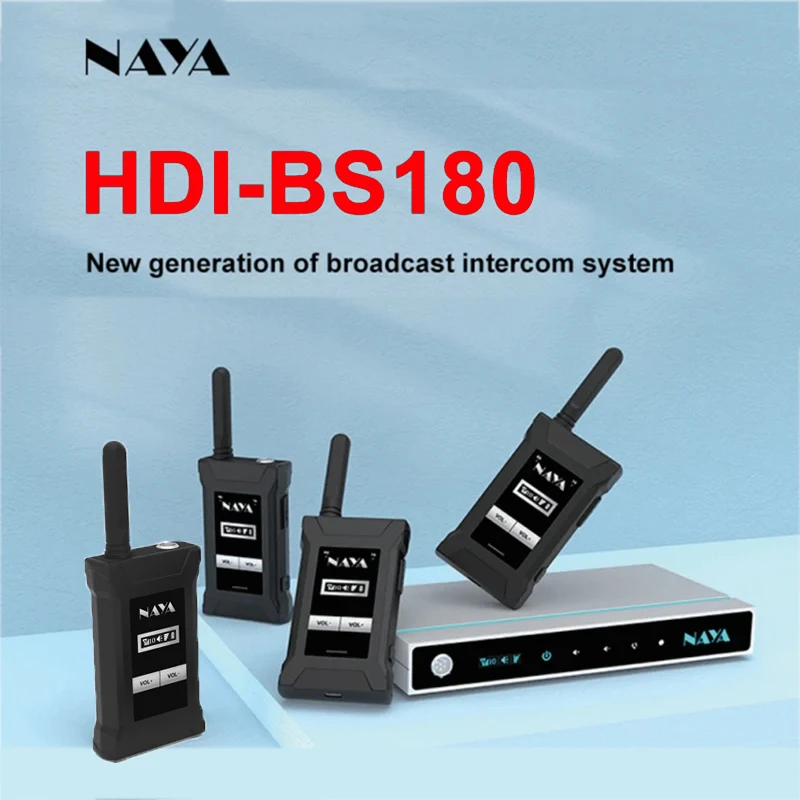 NAYA BS180II Wireless Internal Guided Full Duplex Multi-party Calling System 2000m Distance With Base station/Beltpack/Headphone