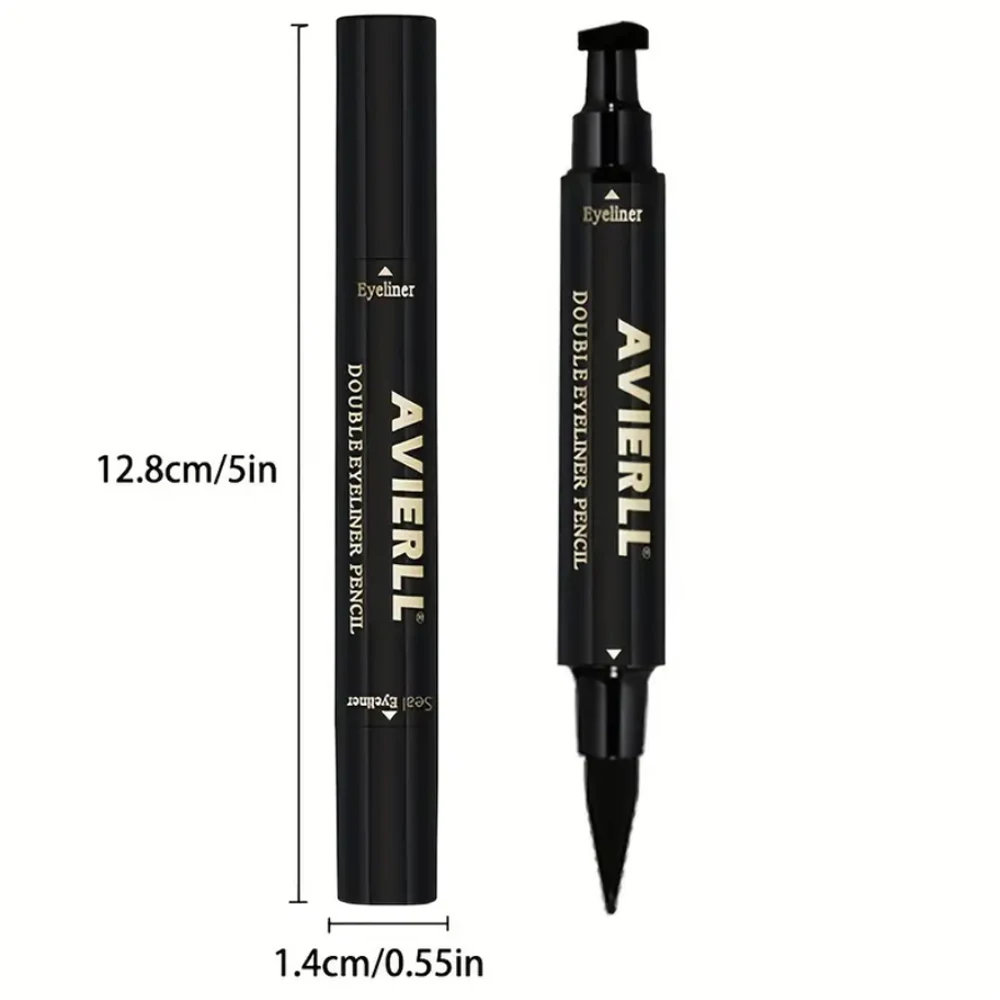 Waterproof 2-in-1 Winged Eyeliner Stamp - Long-Lasting, Quick Flick, Smudge-Proof, Natural Cat Eye & Vamp black Eyeliner pencil