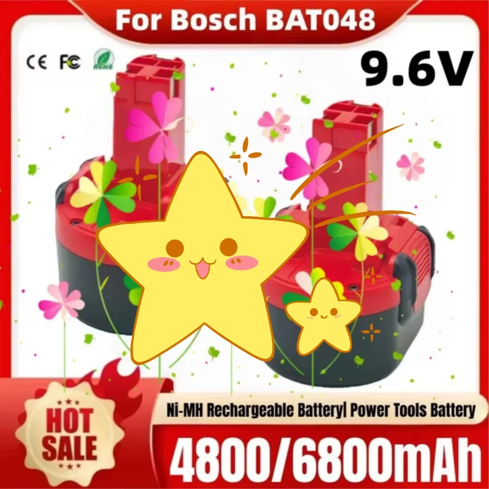 

9.6V Battery Replacement 4.8/6.8Ah Compatible for Bosch BAT048 BAT100 BAT119 GSR PSR 9.6VE-2 PSR96 - Tool Battery