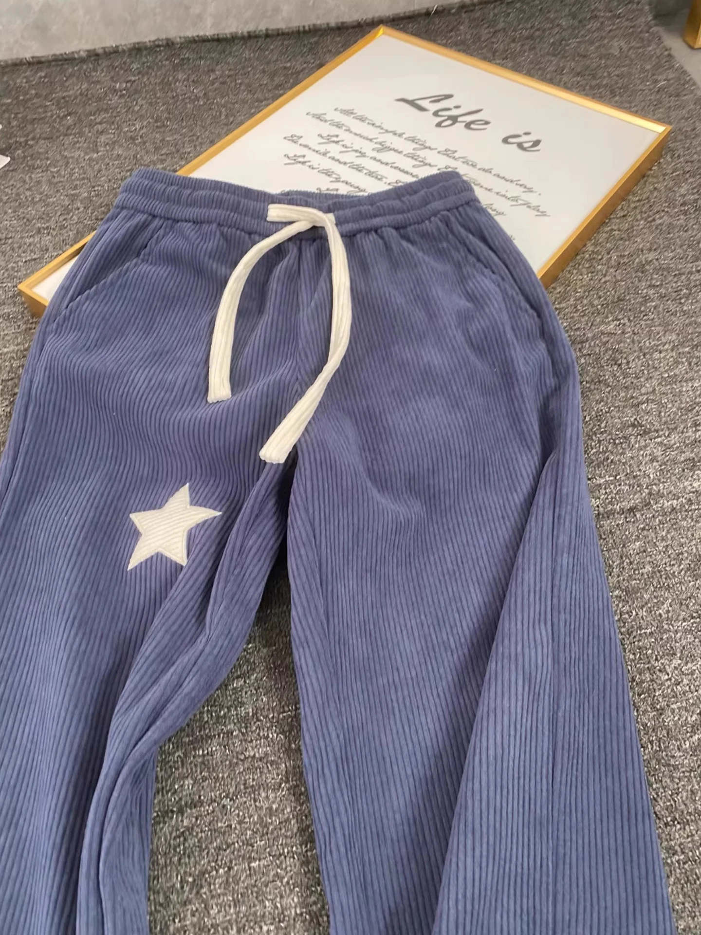 

Corduroy Patchwork Thiened Fce Lined Sports Straight Leg Casual Pants Men's Autumn Winter Warm Comfortable Straight Cut ...