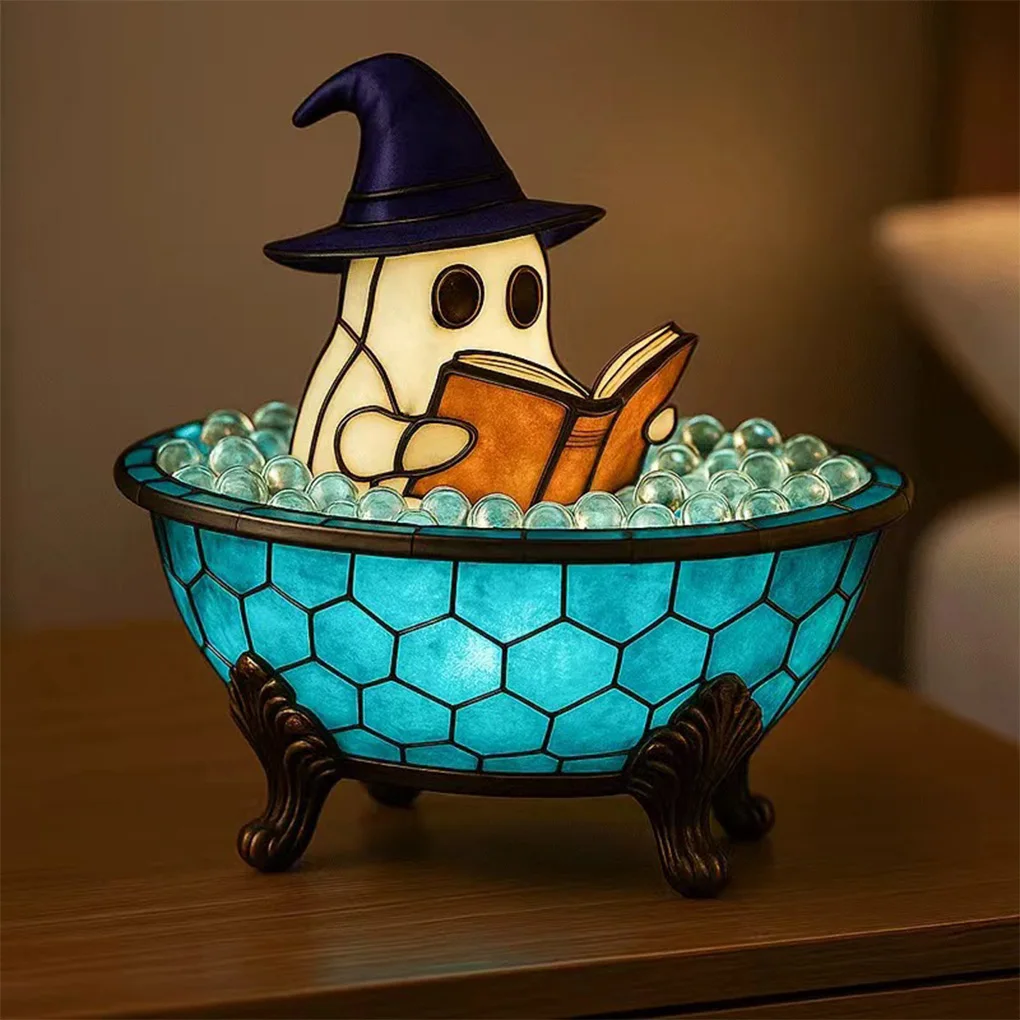 

Halloween Ghost Bubble Bath Lamp 3D Physical Party Ghosts Lamp Cute Ghost LED Small Book Light Halloween Decor Present for Kids