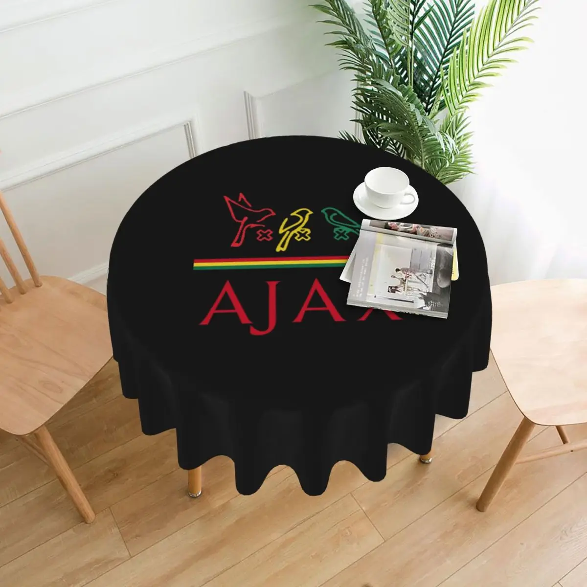 Ajax Bob Marley Três Pássaros Toalha de mesa redonda à prova d'água Toalha de mesa à prova de óleo para eventos de cozinha Capa de mesa de 60 polegadas