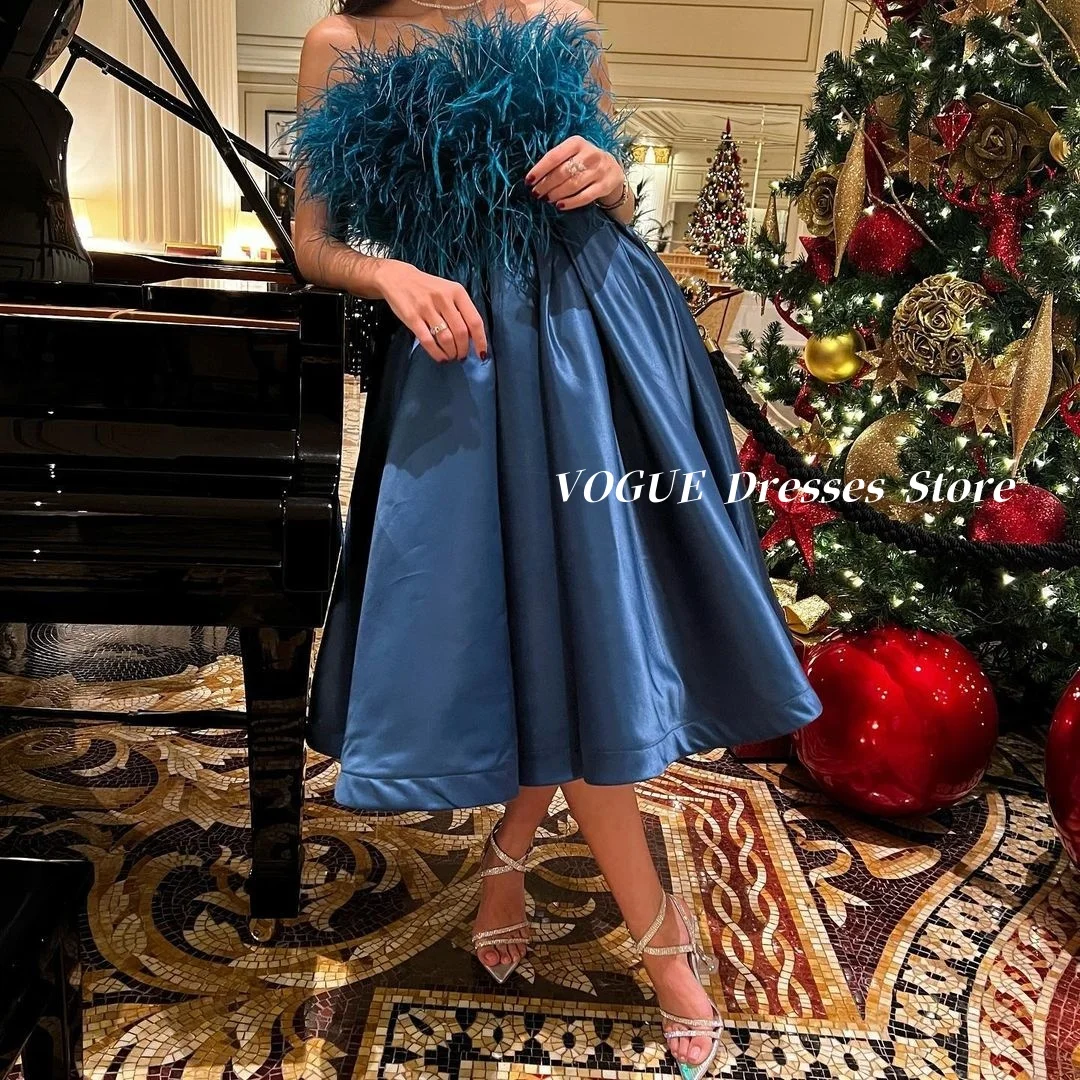 

Luxurious Feathers Evening Dresses with Fold Off Shoulder Satin A Line Saudi Arabia Prom Party Dresses فساتين سهرة Customized