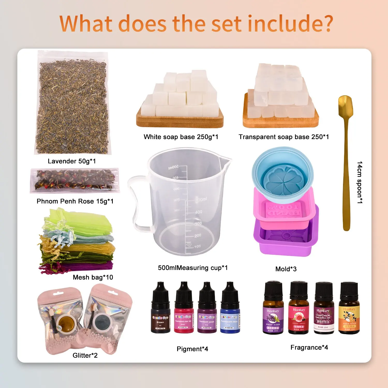 Large 𝗣𝗥𝗘𝗠𝗜𝗨𝗠 Deluxe Soap Making Kit - All-in-One Soap Making Supplies with Soap Base, Soap Cutter Box, Silicone Loaf Mol
