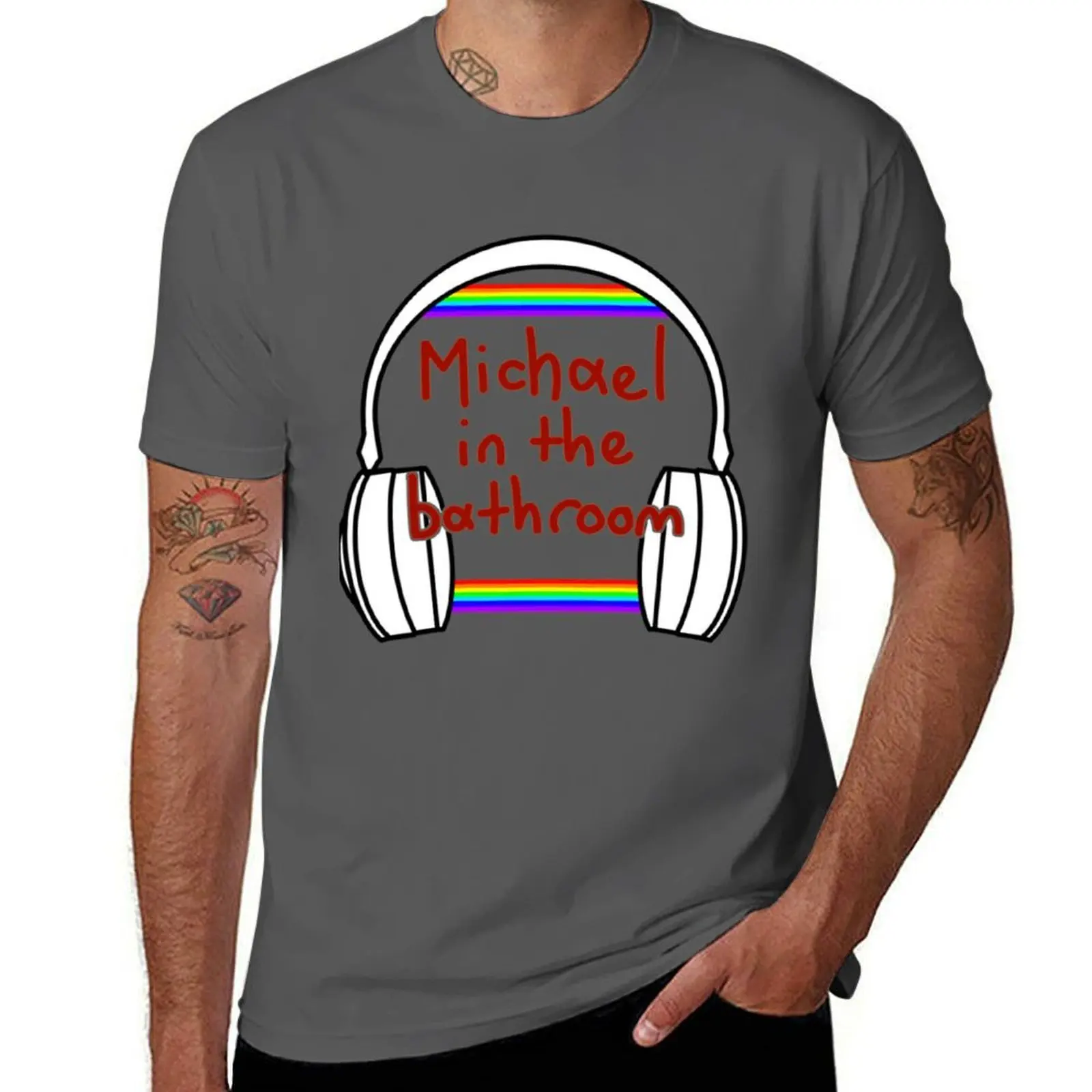 

Michael in the Bathroom T-Shirt Athletic Fit Sports Short Sleeve Top