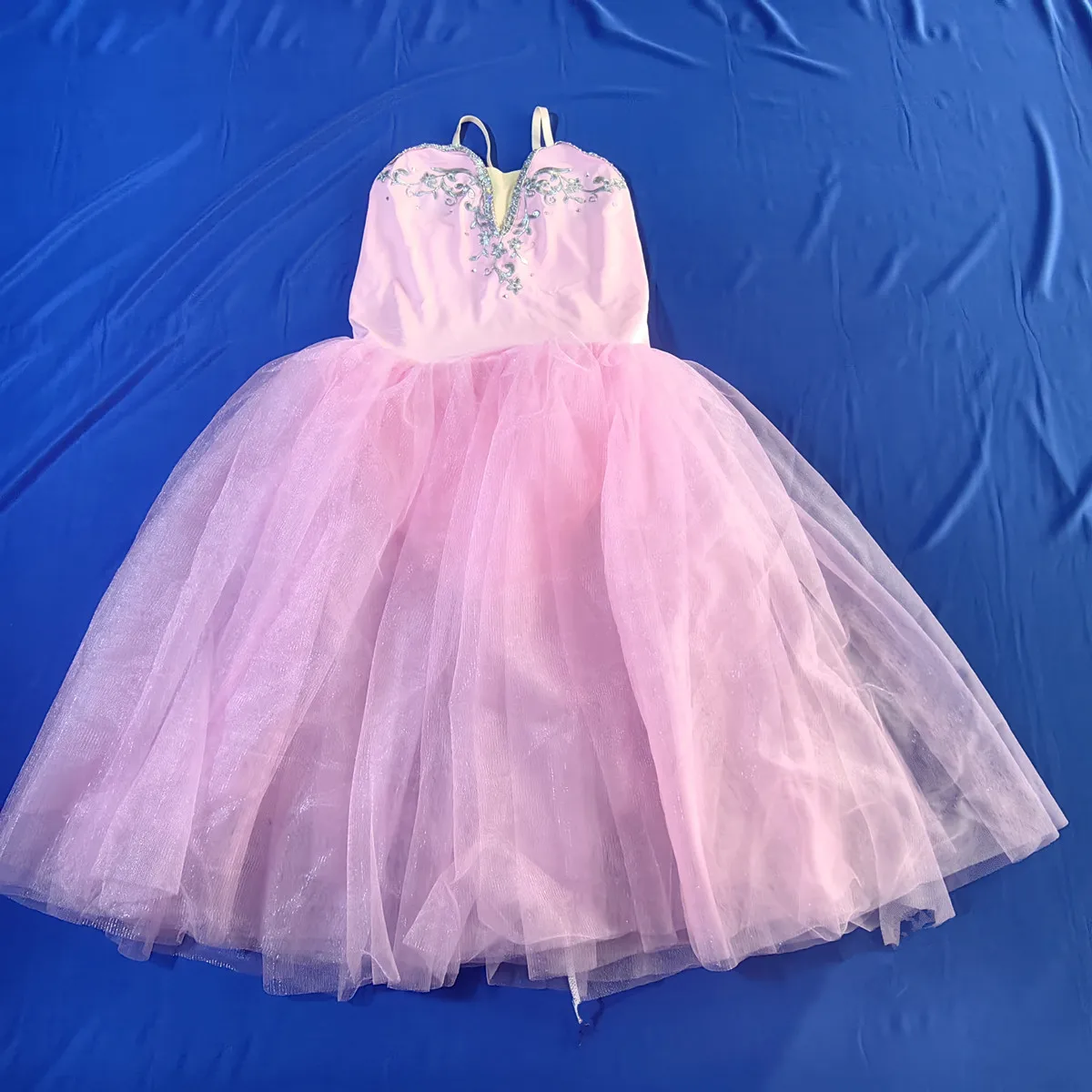 Girls Halloween Ballet Costume Long Tulle Dress Adult Women Swan Lake Dance Ballerina Dress Sky Blue Ballet Dress