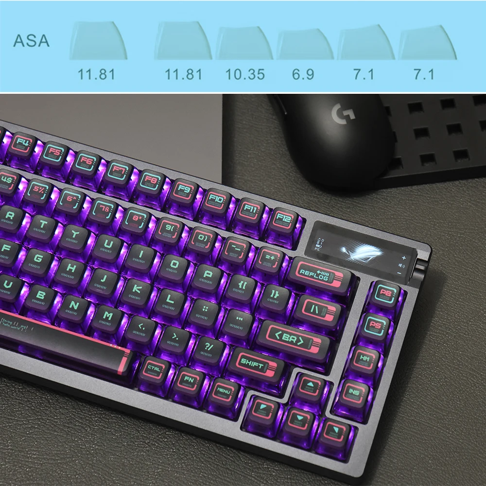 PBT Pudding Keycaps Binary Cyberpunk Backlit Key Cap Mechanical Keyboard Heat Sublimation 108 Key ASA Key Caps Keyboard Caps DIY