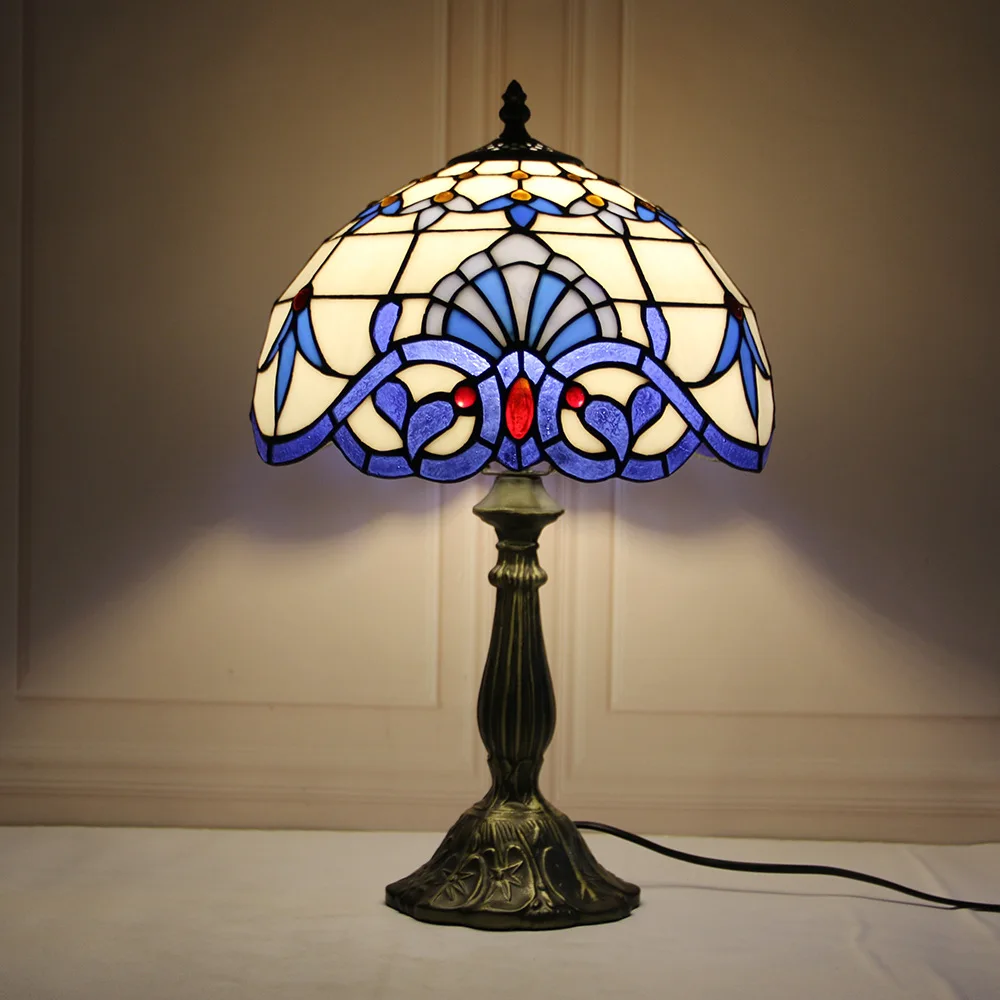 12 Inch 30cm Retro Manual Stained Glass Lampshade Tiffany Table Lamp