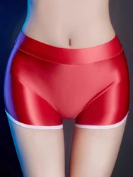 Women's Candy Color Fashion Shorts Middle Waist Satin Smooth Tight Casual Pant Comfortable Beachwear Elastic Sexy Fitness Shorts