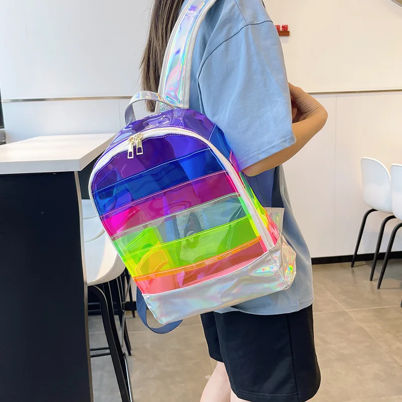 Nette Transparent Rucksack PVC Studenten Mode Schule Tasche Doppel Schulter Tasche Strand Reisetasche Wasserdichte Sport Rucksack