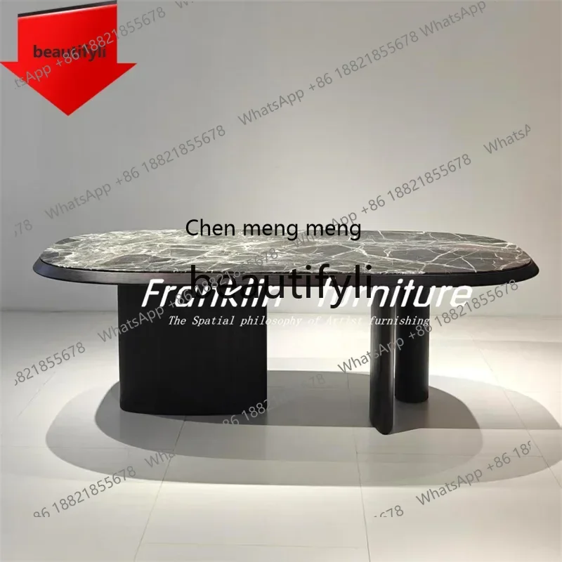 

C32 French light luxury marble dining table semi-round simple dining table medieval designer conference table