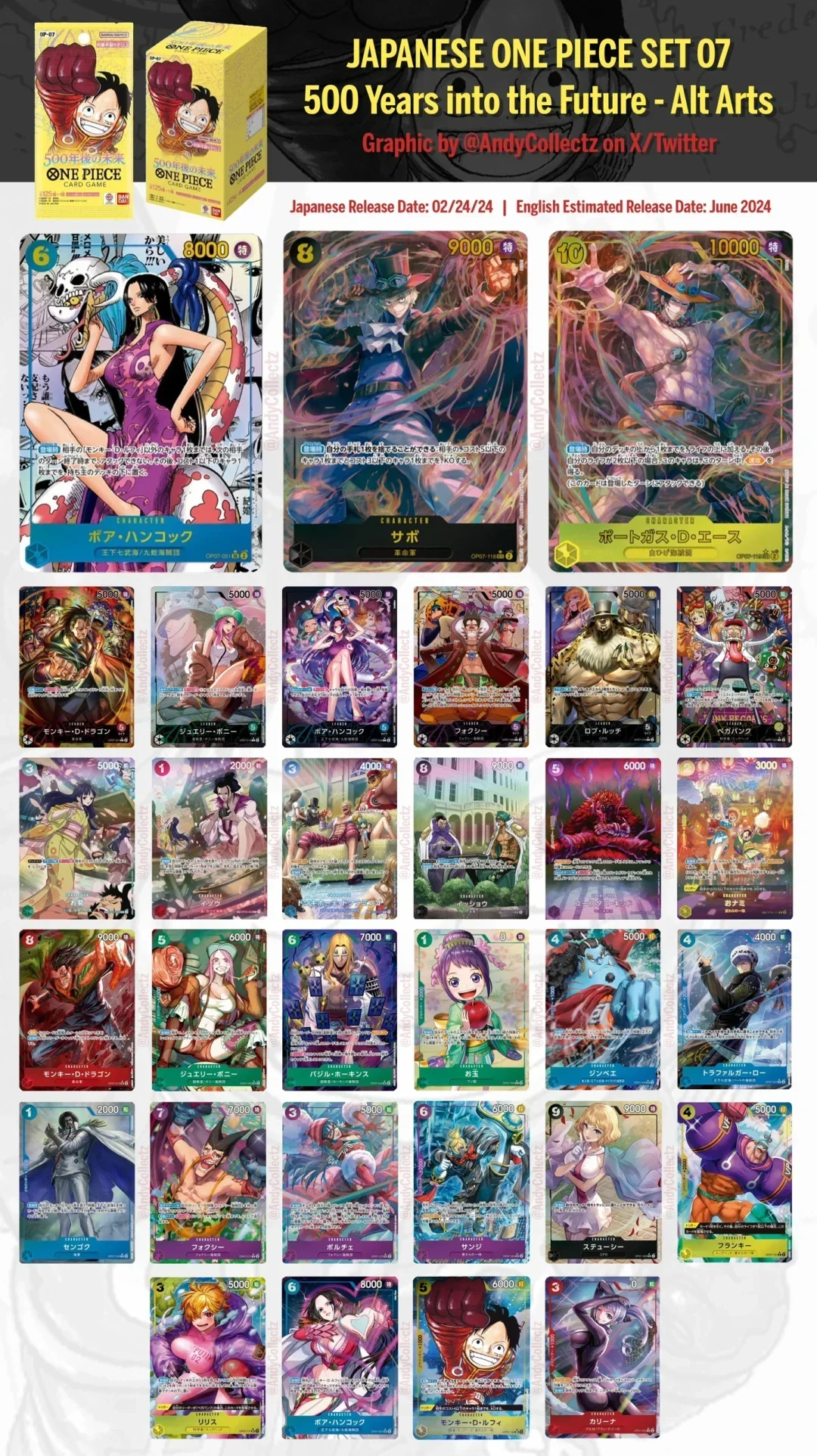 Original Japanese Booster Box One Piece Op-07 The Future In Five Hundred Years Collection Rare Closed gift box Cards OPCG