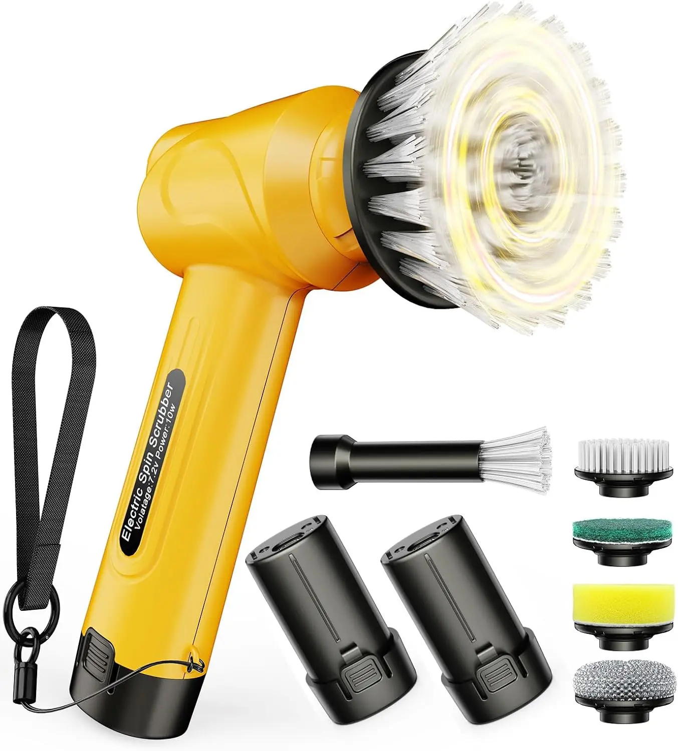 Battery Electric Spin Scrubber Q4, Handheld Scrubber for Cleaning with Display, Power Dish Scrubber with 5 Heads, Shower Cordles