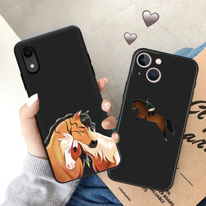 Cute Horse Racehorse Soft Silicone Phone Case For iPhone 16 Pro Max 15 14 13 12 11 XR XSMax 7 8 Plus Matte Print Protect Cover