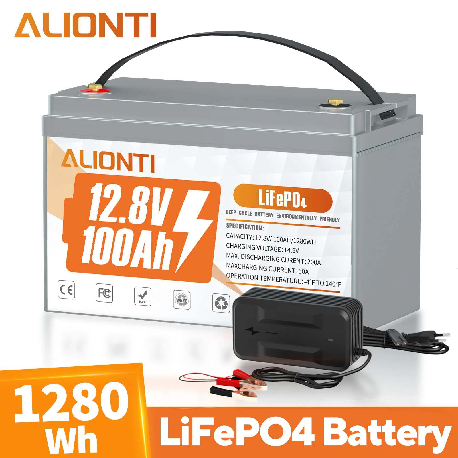 LiFePO4 12V 100Ah Lithium Battery Iron Phosphate Rechargeable Batteries Pack Built in 100A BMS Camper Golf Cart Bateria Marine