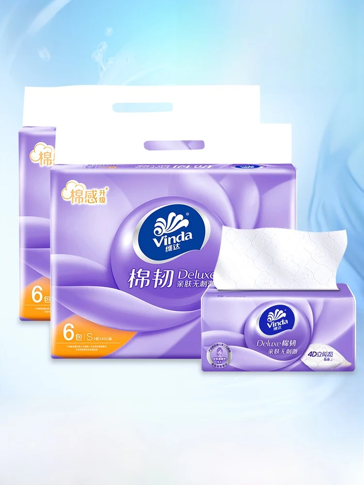 Vinda 3 strati taglia S 00-D tessuto morbido 6+2 tovaglioli per la cena Pa continuo per uso domestico carta velina con motivo floreale pred