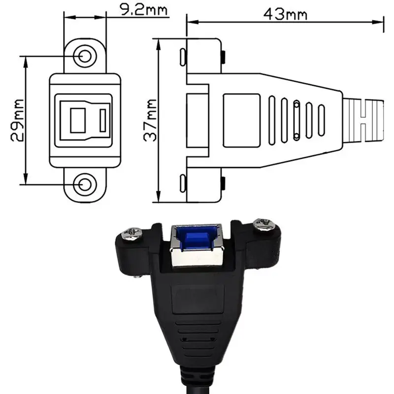 USB 3.0-耳栓穴付きのオスからメスへの印刷,固定延長ケーブル,usb3.0,am,AF-BFデータケーブル,0.5m