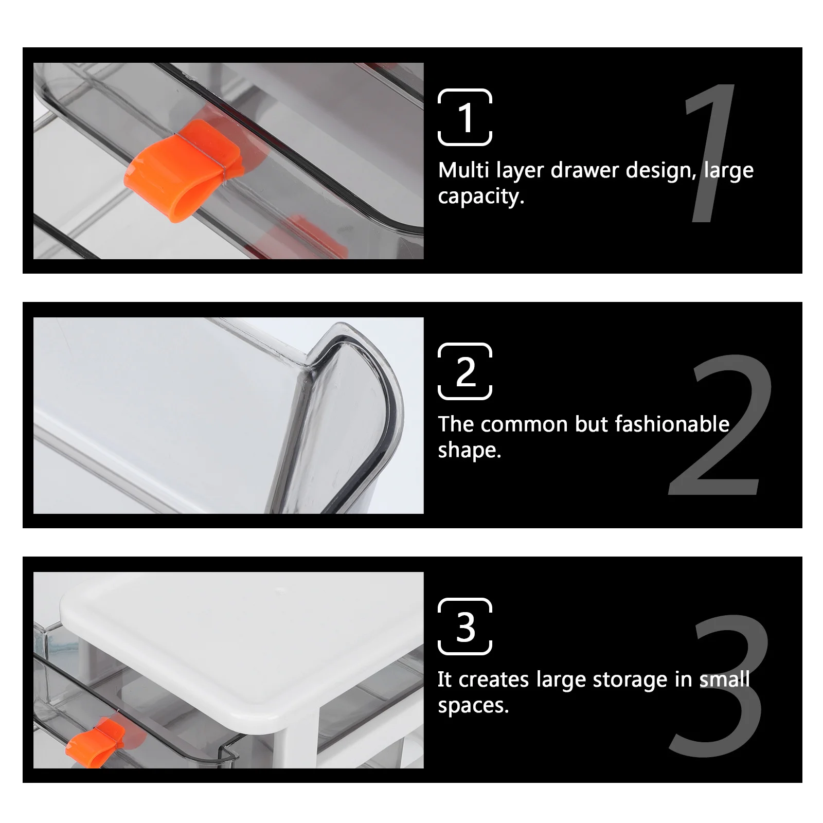 

1pc Multilayer Storage Box 3 Layers Drawer Design Desktop Organizer For Office Stationery Sundries Transparent