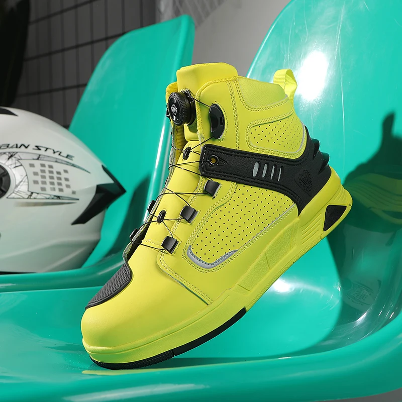 HOT Motorcycle Boots Men Biker Shoes Moto Sneaker Microfiber Leather Adventure Motocross Shoes Anti-slip Motorcycle Equipment