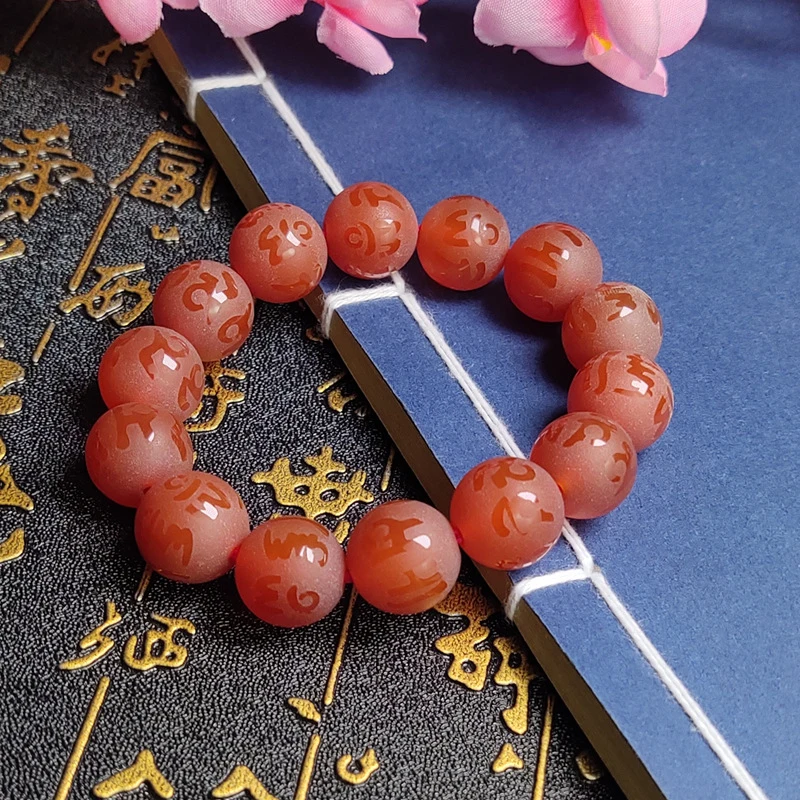 pulseira-de-Agata-vermelha-natural-fosca-mantra-iluminador-de-seis-caracteres-pulseira-unissex-para-casais-com-fortuna