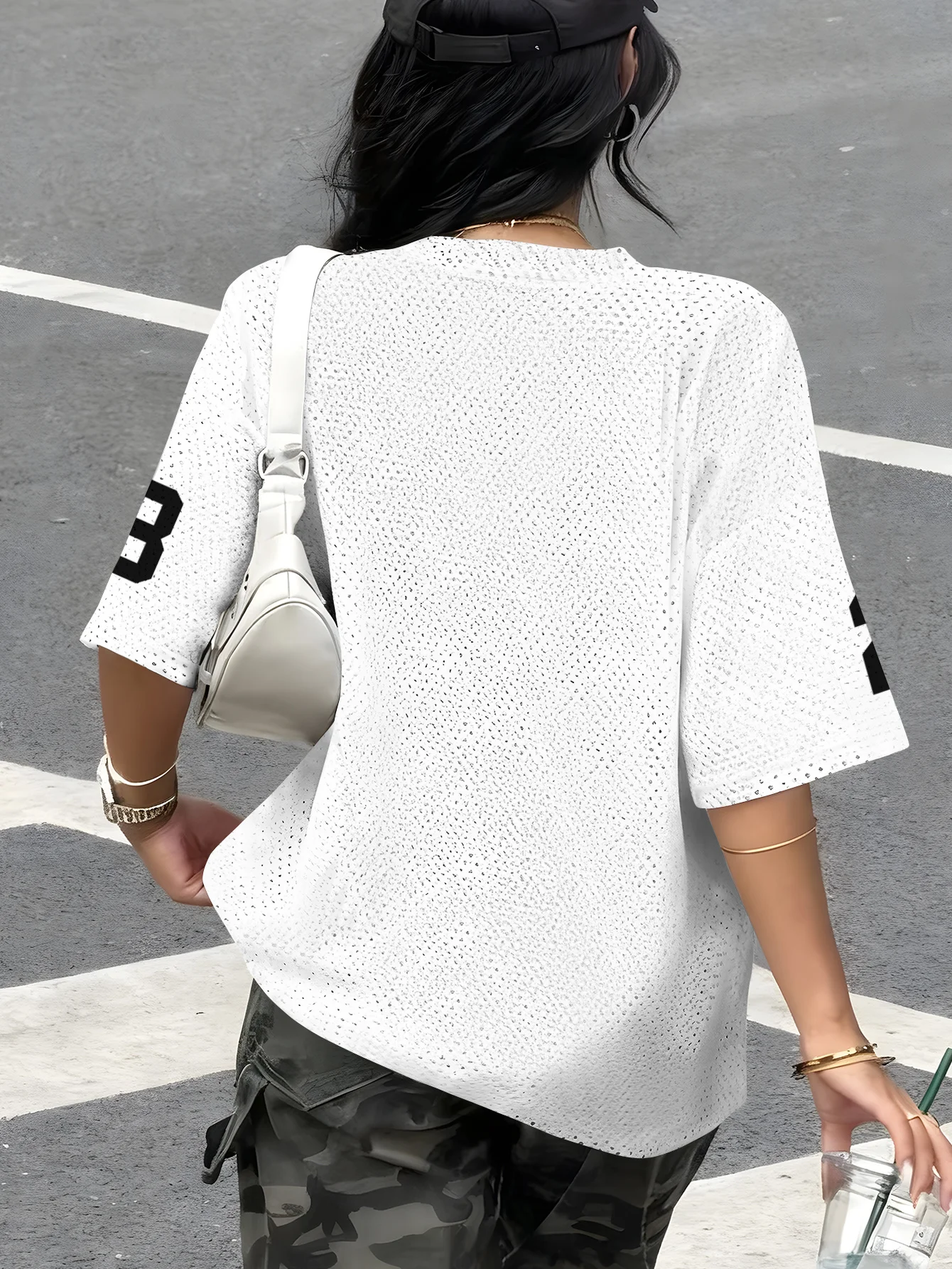 Oversized T-Shirt For Women V-Neck Summer Chicago No.23 Print Short Sleeve Sports Tees Football Jersey Y2k Casual Loose Tops