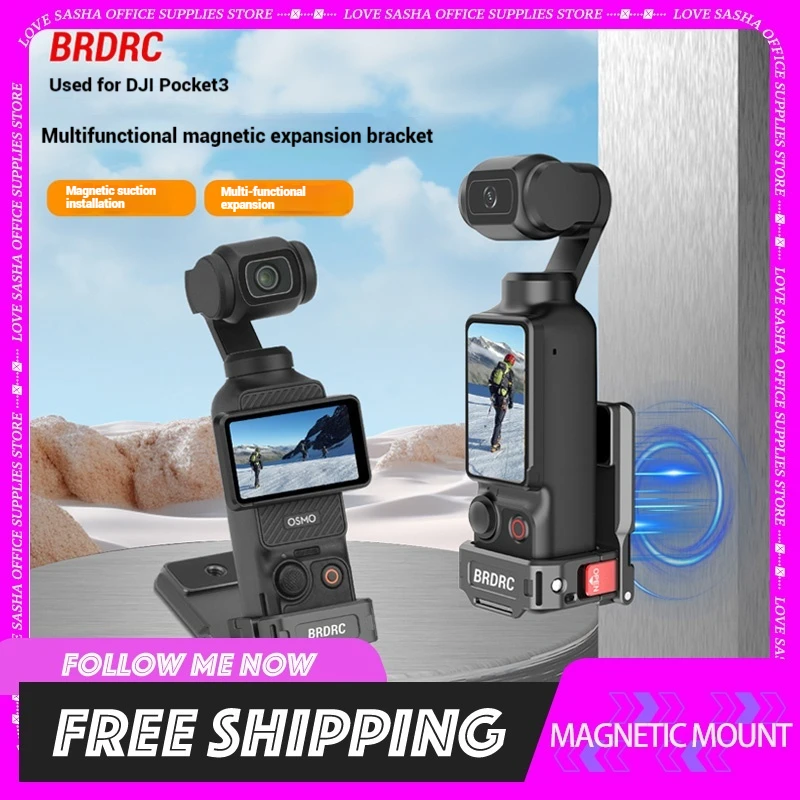 Brdrc Magnetic Mount For Dji Osmo Pocket 3 Clip Holder Mount Cycling/V-Log/Multifunctional Desktop Base Camera Accessory Custom