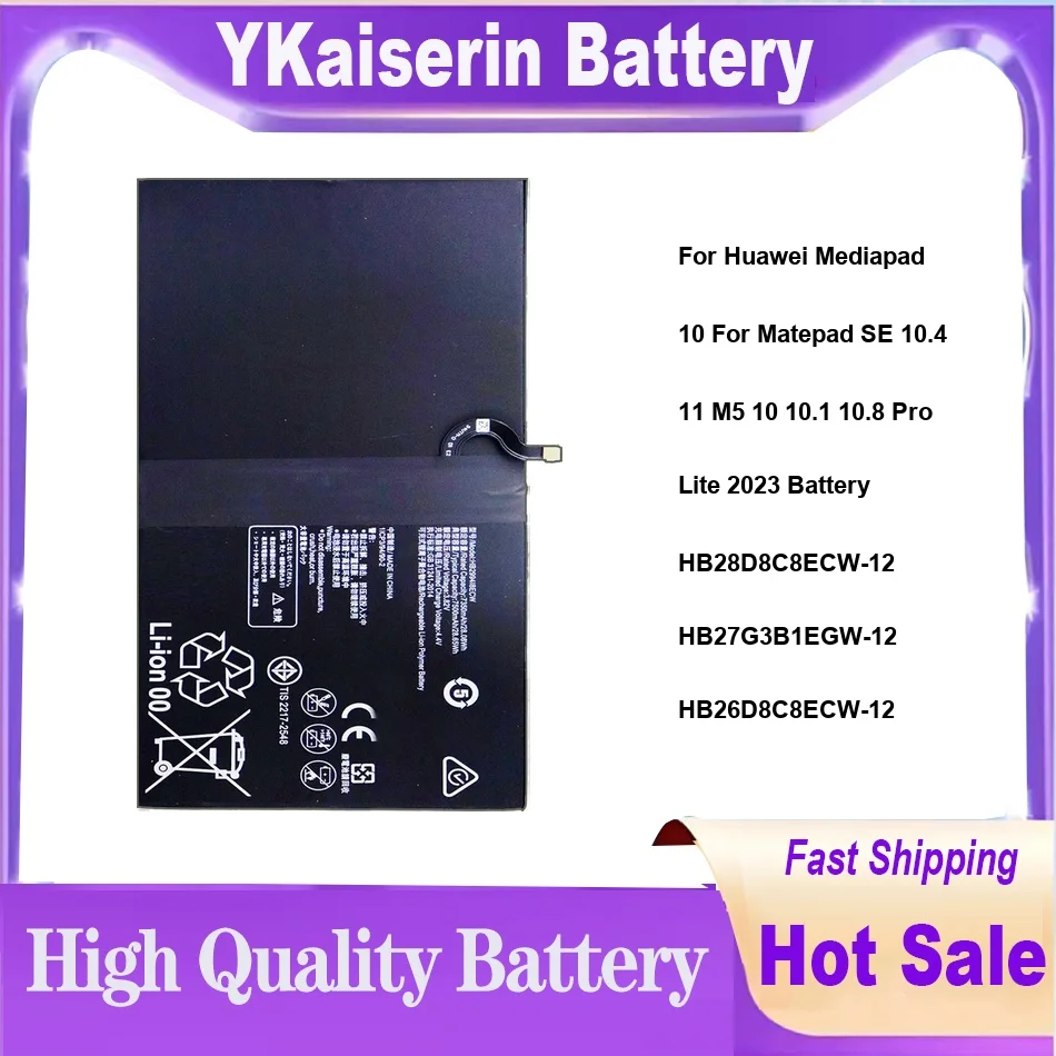 

For Huawei Mediapad 10 For Matepad SE 10.4 11 M5 10 10.1 10.8 Pro Lite 2023 Battery HB28D8C8ECW-12 HB27G3B1EGW-12 HB26D8C8ECW-12