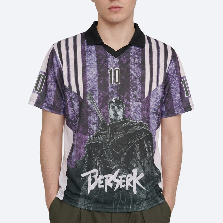 Men's Purple Graphic Polo Jersey Shirt Short Sleeve Vintage Sportswear Casual Streetwear All Over Printed Soccer Style Shirt