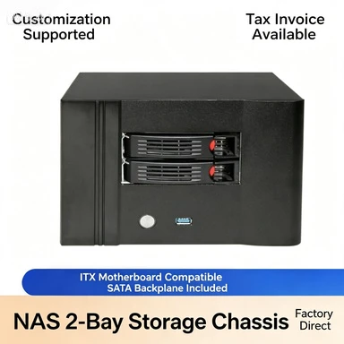 Compact Mini‑sized NAS Storage Chassis, ITX Motherboard Compatible,Two Hot‑Swap Hard‑disk Slots for Home and Office Data‑Storage