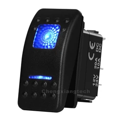 12V SPST SPDT DPDT Blue Led Rocker Switch Plain Button (ON) ON OFF , (ON) OFF (ON) ,  ON OFF ON, ON ON OFF For Car Boat Carling