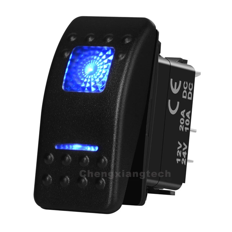 12V SPST SPDT DPDT Blue Led Rocker Switch Plain Button (ON) ON OFF , (ON) OFF (ON) ,  ON OFF ON, ON ON OFF For Car Boat Carling