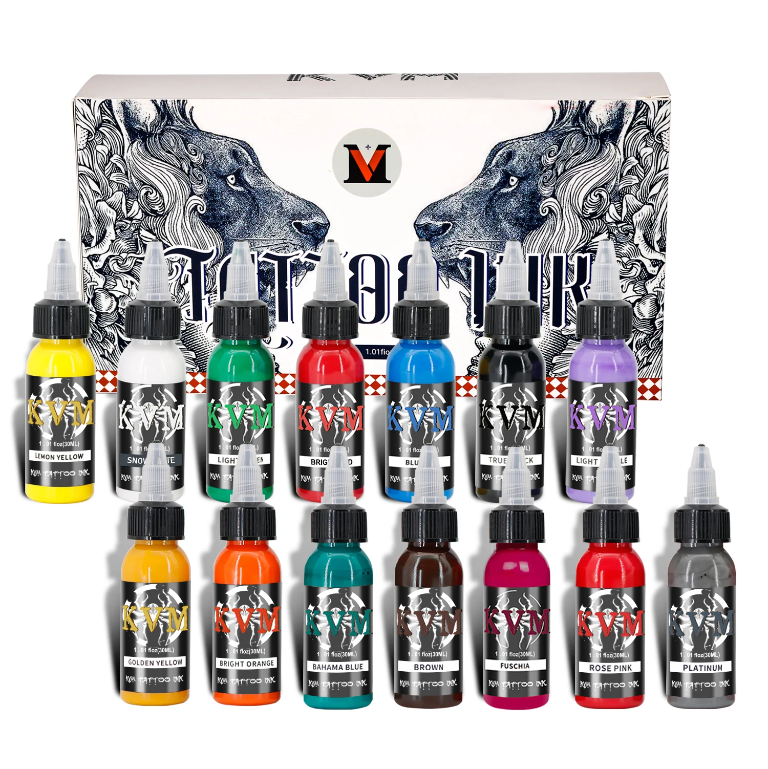 

KVM 7/14 Colors 30ML Tattoo Ink Pigment Long Lasting Body Art Professional Pigments Tattoo Kit Semi-Permanent Tattoo Supplies