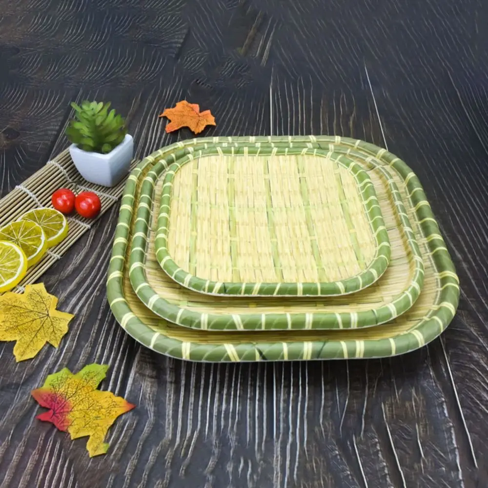 Imitation Bamboo Weaving Hot Pot Vegetable Plate Multiple Styles Melamine Barbecue Plate Green Vegetable Fruit Tray Restaurant