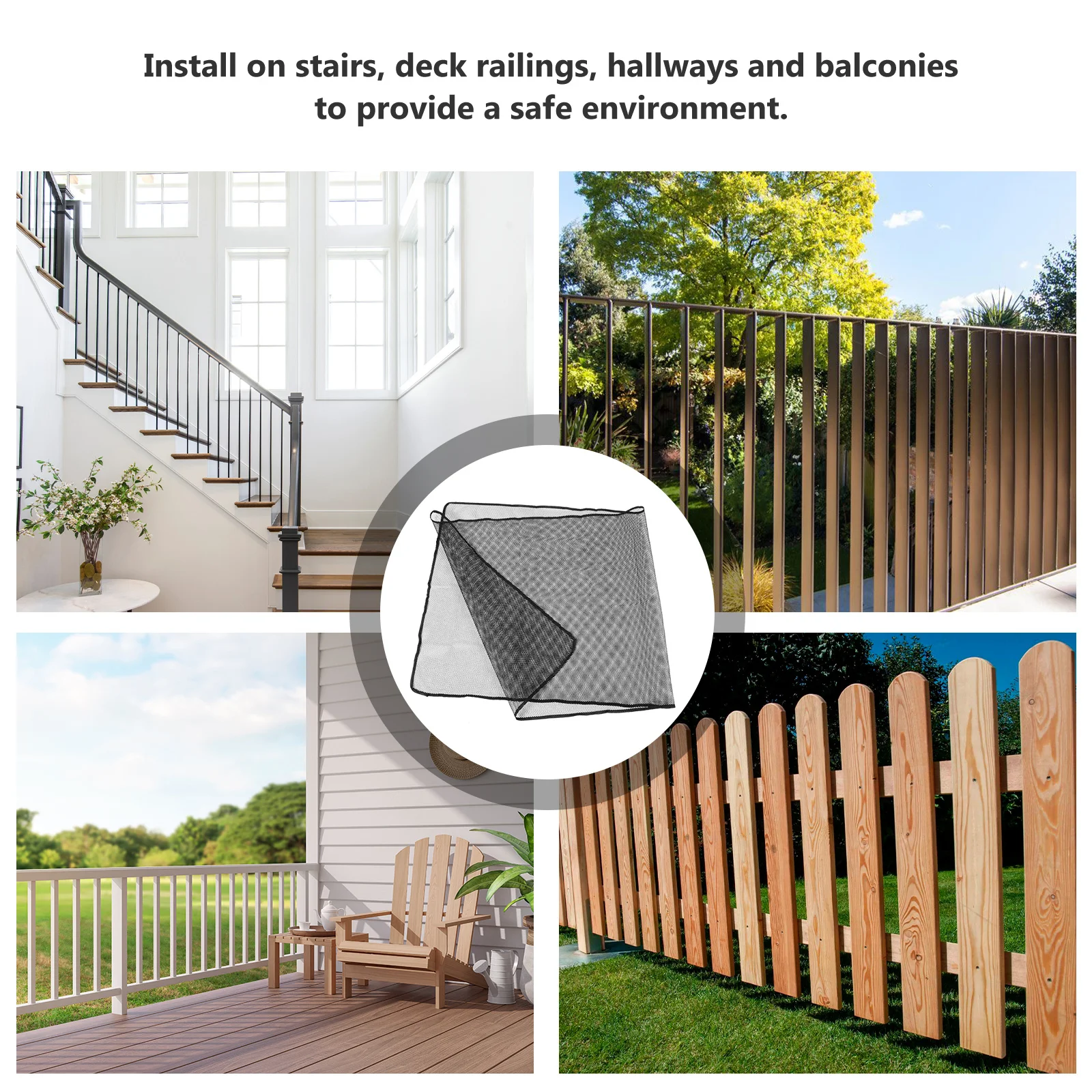 

1Set Stair Safety Net Banister Guard Baby Railing Mesh Guard 2x0.9m Balcony Net for Kids Pets Child Proof Balcony Screen Railing