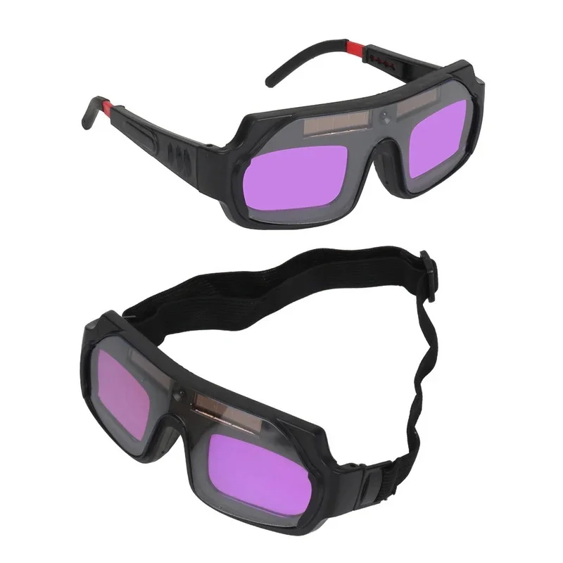 Auto-Darkening Welding Goggles with Head Strap Solar Powered HD Heat Insulation Protective Goggles for Grinding Cutting